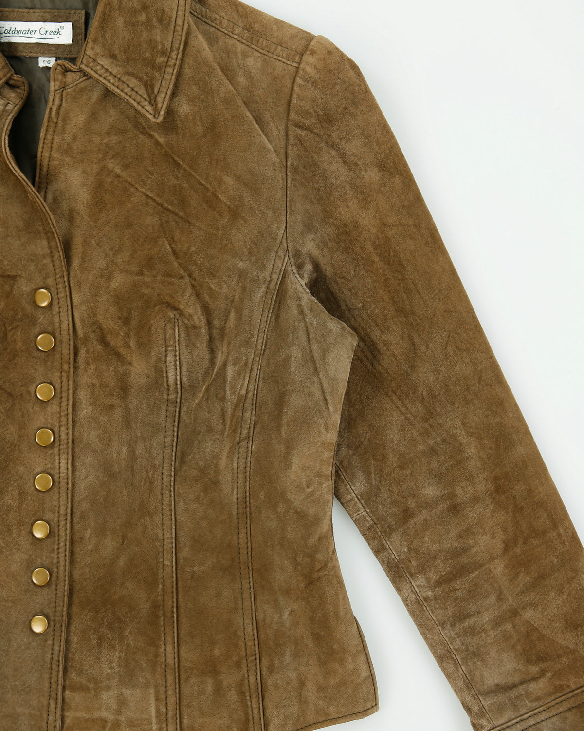 Vintage 1990s Coldwater Creek Suede Popper Jacket - S