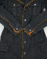 Vintage Y2K 00s BOG Distressed Frayed Hem Long Denim Jacket - S