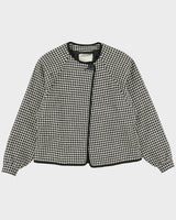Vintage 1980s Jaeger Wool Houndstooth Single Button Cape Jacket - S