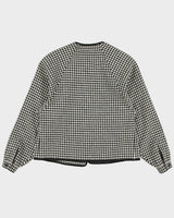 Vintage 1980s Jaeger Wool Houndstooth Single Button Cape Jacket - S
