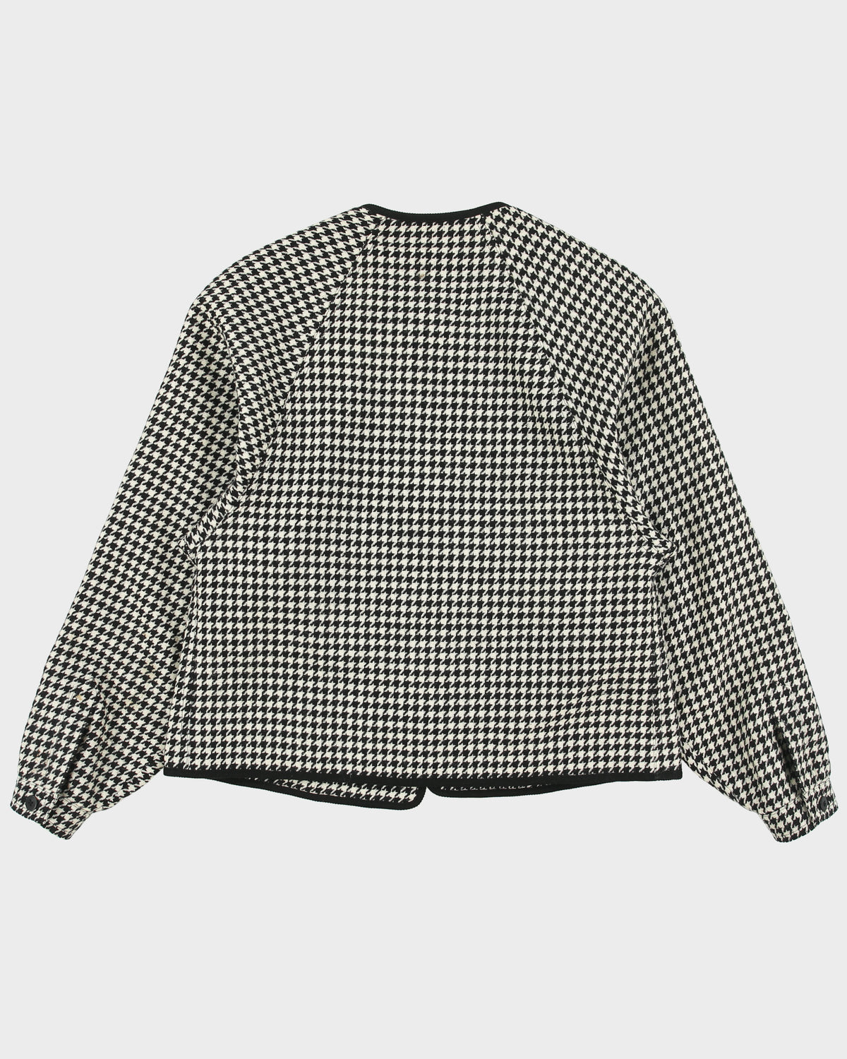 Vintage 1980s Jaeger Wool Houndstooth Single Button Cape Jacket - S