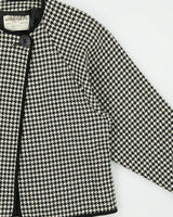 Vintage 1980s Jaeger Wool Houndstooth Single Button Cape Jacket - S