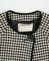 Vintage 1980s Jaeger Wool Houndstooth Single Button Cape Jacket - S