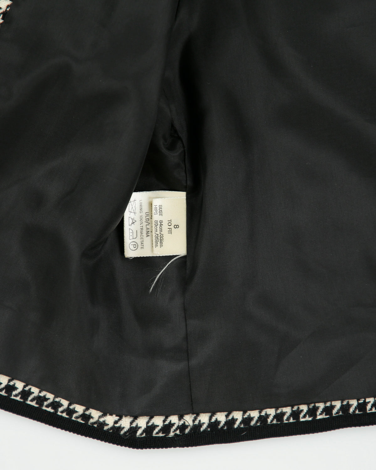 Vintage 1980s Jaeger Wool Houndstooth Single Button Cape Jacket - S