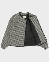 Vintage 1980s Jaeger Wool Houndstooth Single Button Cape Jacket - S