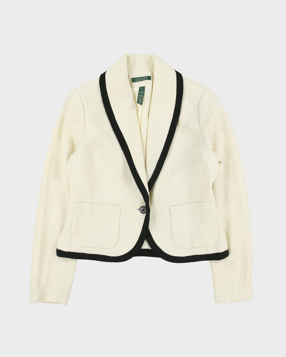 Vintage 1990s Ralph Lauren Linen Blend Lined Blazer Jacket - M