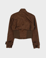 Vintage Y2K 00s Bebe High Neck Cropped Satin Bomber Jacket - M