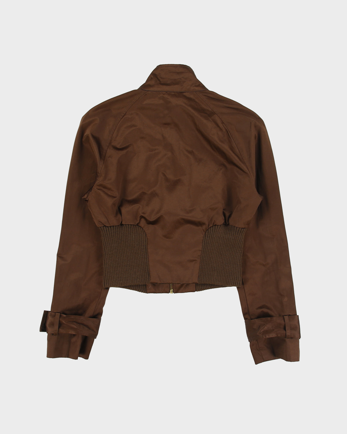 Vintage Y2K 00s Bebe High Neck Cropped Satin Bomber Jacket - M