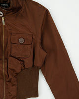 Vintage Y2K 00s Bebe High Neck Cropped Satin Bomber Jacket - M