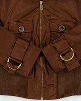 Vintage Y2K 00s Bebe High Neck Cropped Satin Bomber Jacket - M