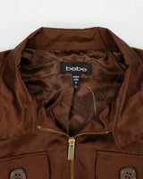 Vintage Y2K 00s Bebe High Neck Cropped Satin Bomber Jacket - M