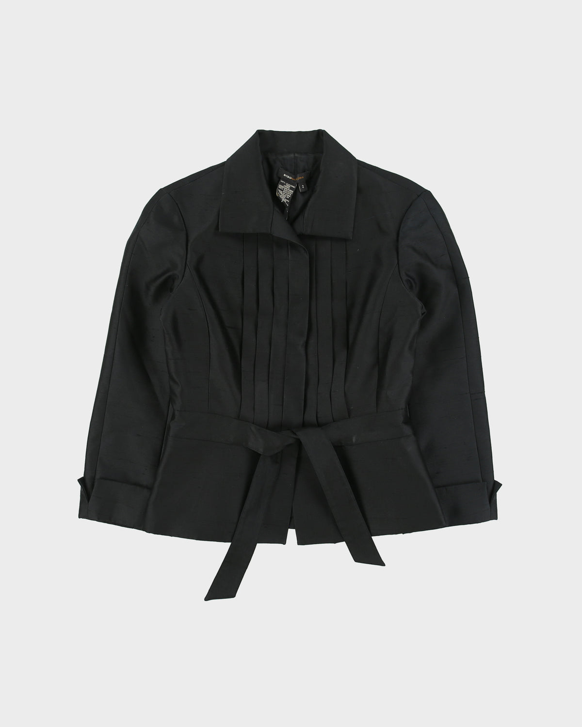 Vintage BCBC Max Azria Silk Cropped Sleeve Waist Tie Blazer Jacket - S