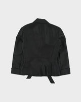 Vintage BCBC Max Azria Silk Cropped Sleeve Waist Tie Blazer Jacket - S