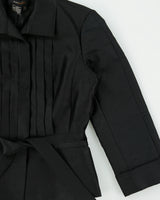 Vintage BCBC Max Azria Silk Cropped Sleeve Waist Tie Blazer Jacket - S