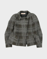 Vintage Y2K 00s Marni Women's Wool Blend Tweed Cropped Double Breasted Jacket - S