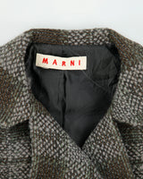Vintage Y2K 00s Marni Women's Wool Blend Tweed Cropped Double Breasted Jacket - S