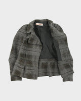 Vintage Y2K 00s Marni Women's Wool Blend Tweed Cropped Double Breasted Jacket - S