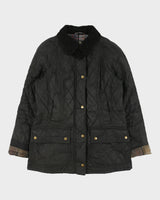 Vintage Barbour Women's Beadnell Original Tartan Diamond Quilted Waxed Jacket - S