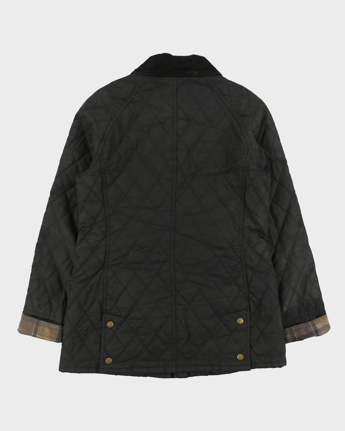 Vintage Barbour Women's Beadnell Original Tartan Diamond Quilted Waxed Jacket - S