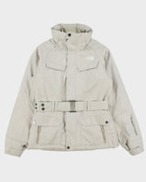 Vintage Y2K 00s The North Face Women's Ivory Plaid 600 Goose Down Hyvent Belted Ski Puffer Jacket - XS