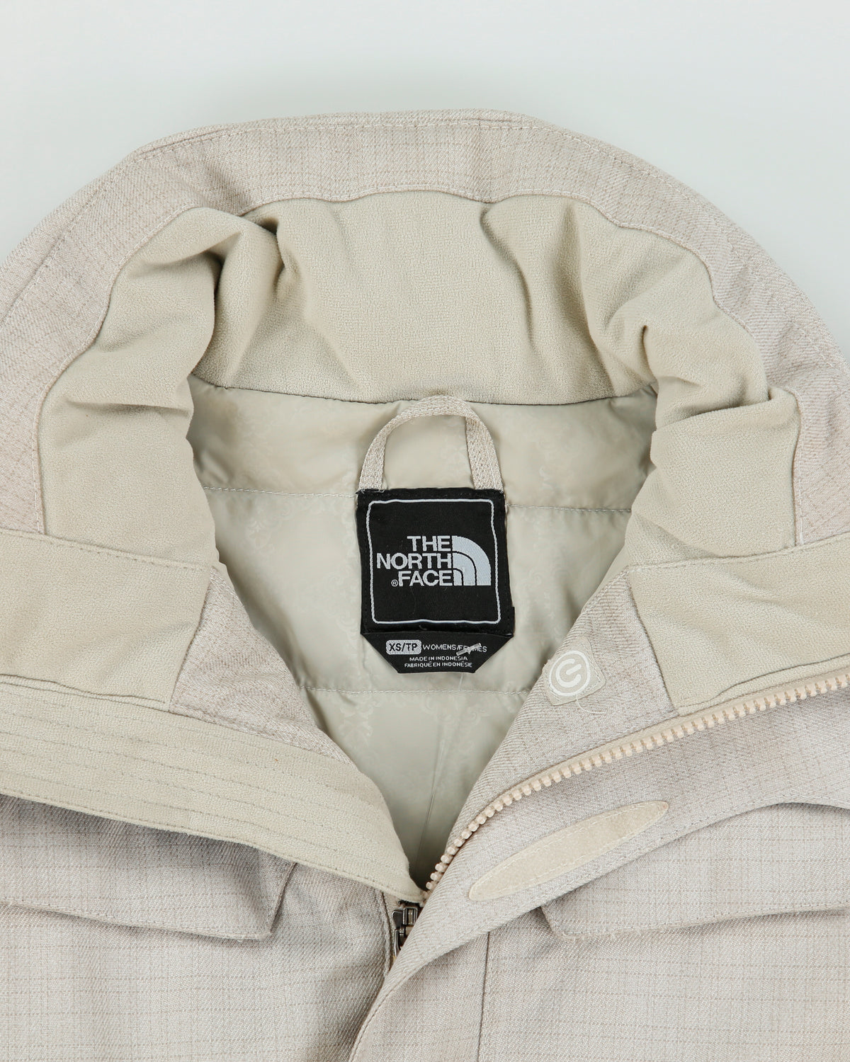 Vintage Y2K 00s The North Face Women's Ivory Plaid 600 Goose Down Hyvent Belted Ski Puffer Jacket - XS