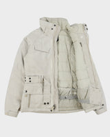 Vintage Y2K 00s The North Face Women's Ivory Plaid 600 Goose Down Hyvent Belted Ski Puffer Jacket - XS