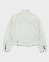 Vintage Y2K 00s Etcetera Women's Baby Blue Rinse Denim Ruffle Jacket - S