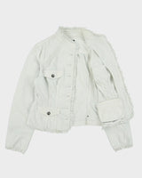 Vintage Y2K 00s Etcetera Women's Baby Blue Rinse Denim Ruffle Jacket - S