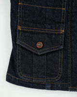 Vintage Y2K 00s Lauren Jeans Ralph Lauren Women's Indigo Denim Patch Pocket Funnel Neck Sleeveless Jacket - S