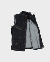 Vintage Y2K 00s Lauren Jeans Ralph Lauren Women's Indigo Denim Patch Pocket Funnel Neck Sleeveless Jacket - S