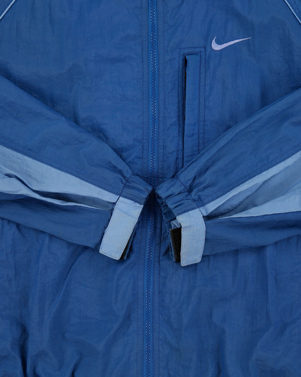 Vintage 1997 Nike Women's Two-Tone Shell Hooded Windbreaker Bomber Jacket - M