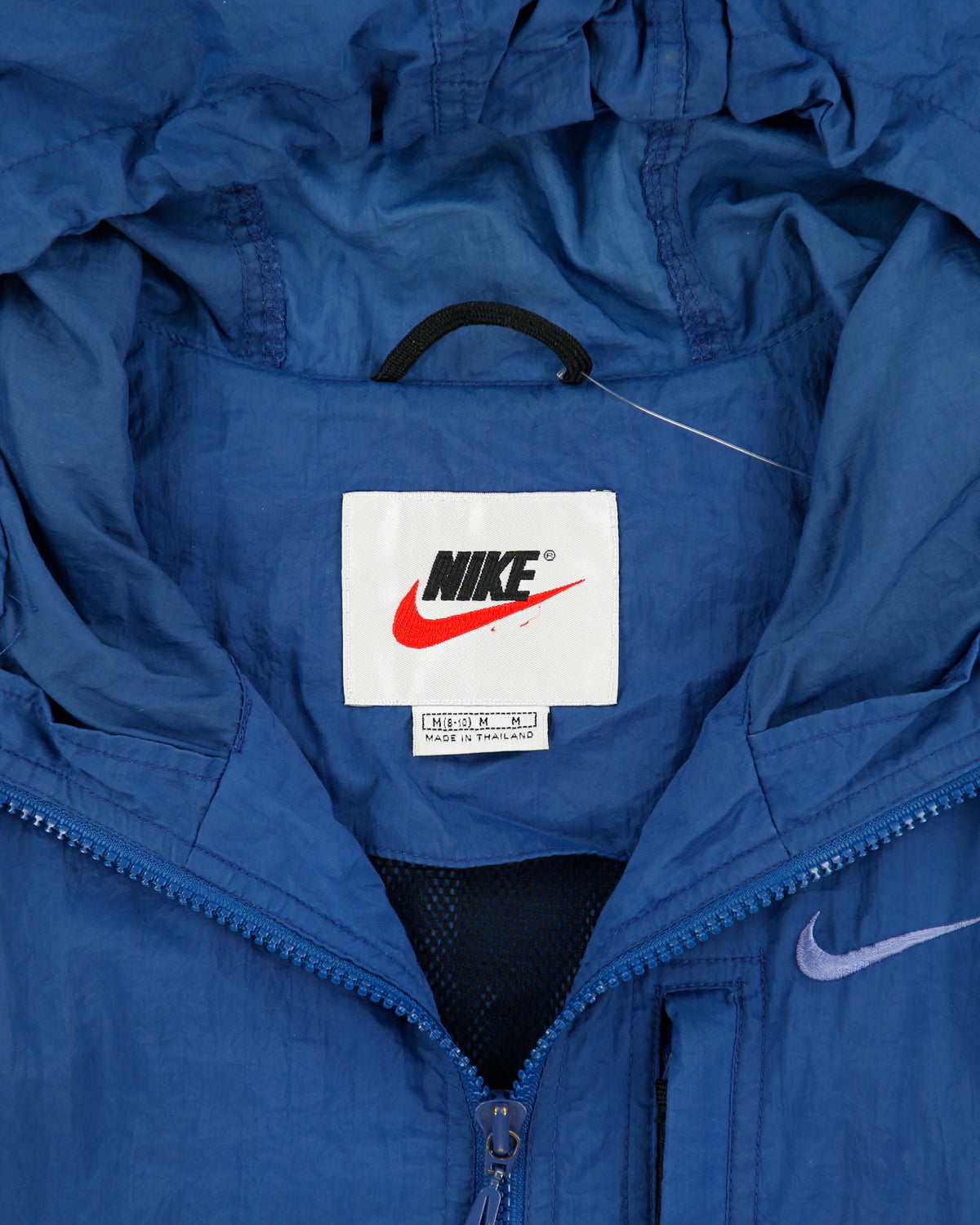 Vintage 1997 Nike Women's Two-Tone Shell Hooded Windbreaker Bomber Jacket - M