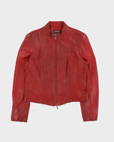 Vintage Y2K 00s Danier Women's Rouge Italian Calfskin Leather Cafe Racer Moto Jacket - M