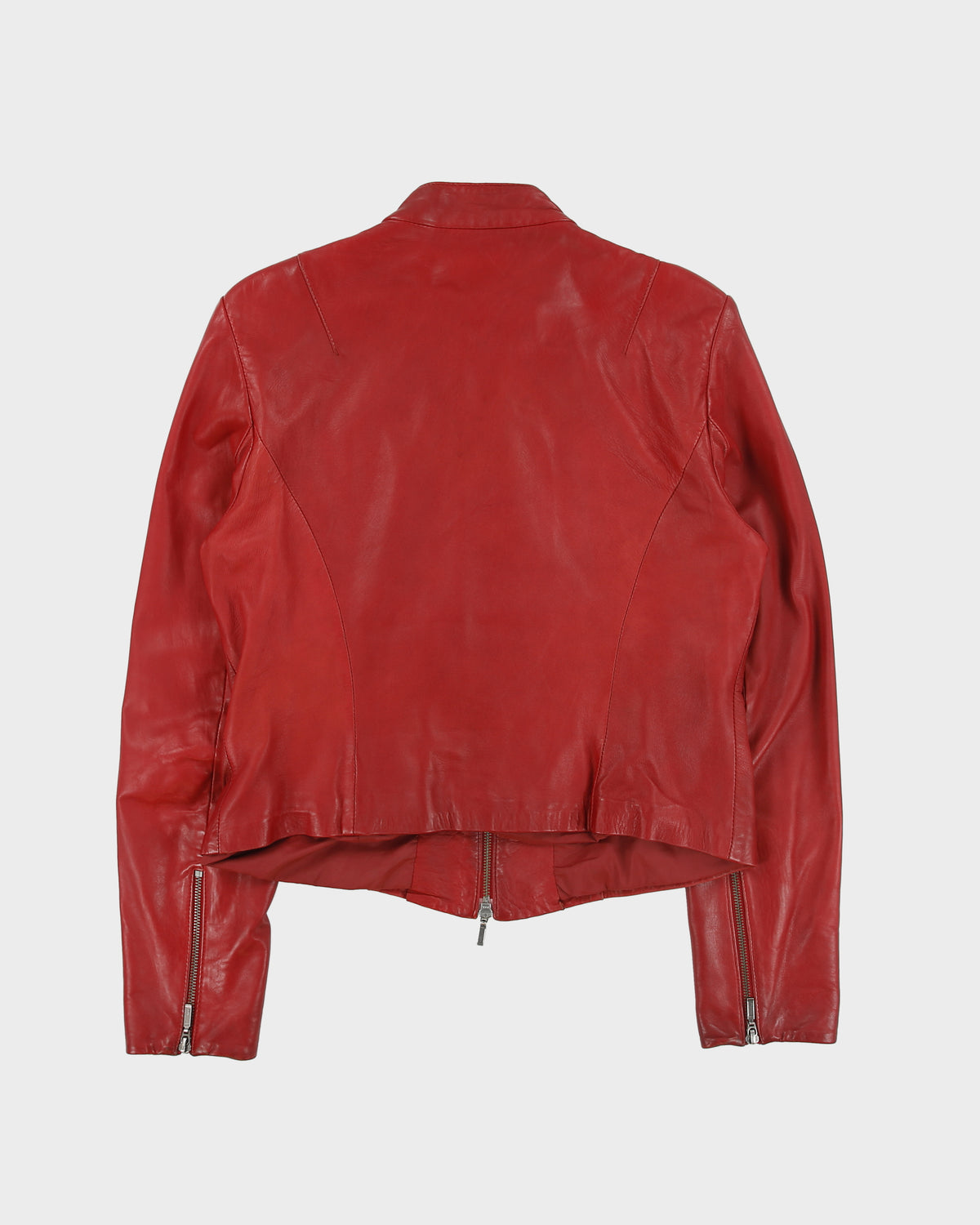 Vintage Y2K 00s Danier Women's Rouge Italian Calfskin Leather Cafe Racer Moto Jacket - M