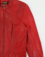 Vintage Y2K 00s Danier Women's Rouge Italian Calfskin Leather Cafe Racer Moto Jacket - M