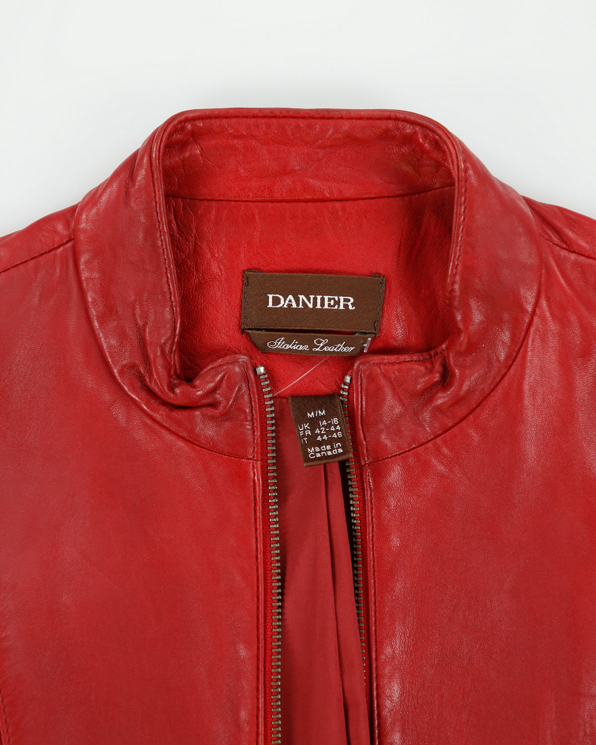 Vintage Y2K 00s Danier Women's Rouge Italian Calfskin Leather Cafe Racer Moto Jacket - M
