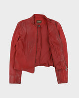 Vintage Y2K 00s Danier Women's Rouge Italian Calfskin Leather Cafe Racer Moto Jacket - M