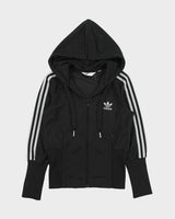 Vintage Y2K 00s Adidas Originals Women's Glitter 3-Stripe Ribbed Split Hood Track Jacket - M