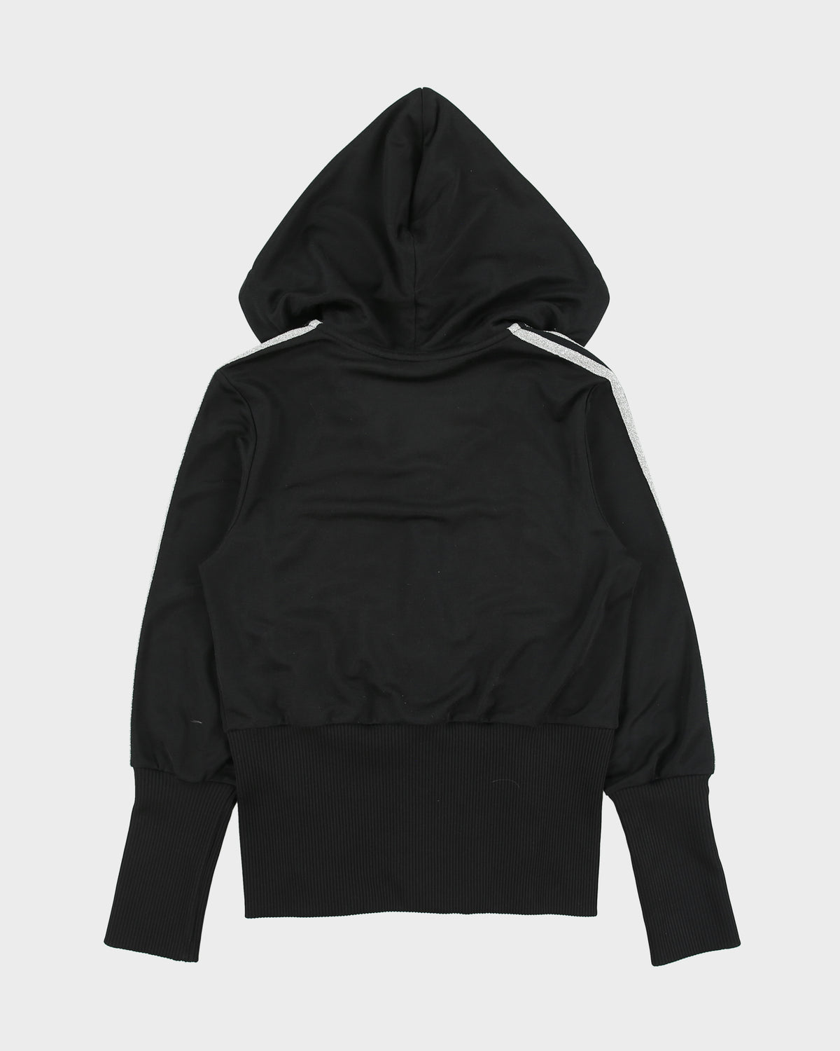 Vintage Y2K 00s Adidas Originals Women's Glitter 3-Stripe Ribbed Split Hood Track Jacket - M