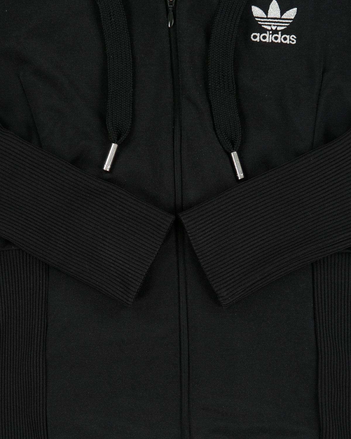 Vintage Y2K 00s Adidas Originals Women's Glitter 3-Stripe Ribbed Split Hood Track Jacket - M