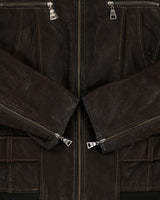 Vintage Y2K 00s Danier Women's Grained Leather Rib Cafe Racer Moto Jacket - M