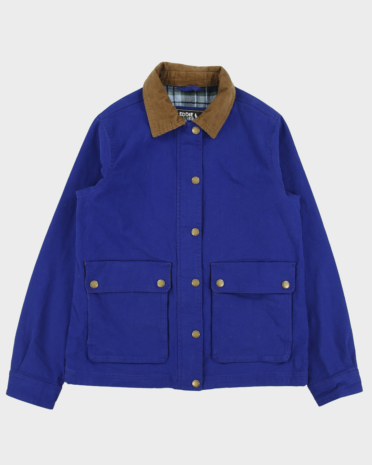 Eddie Bauer Cobalt Women's Tartan Lined Corduroy Canvas Barn Jacket - S