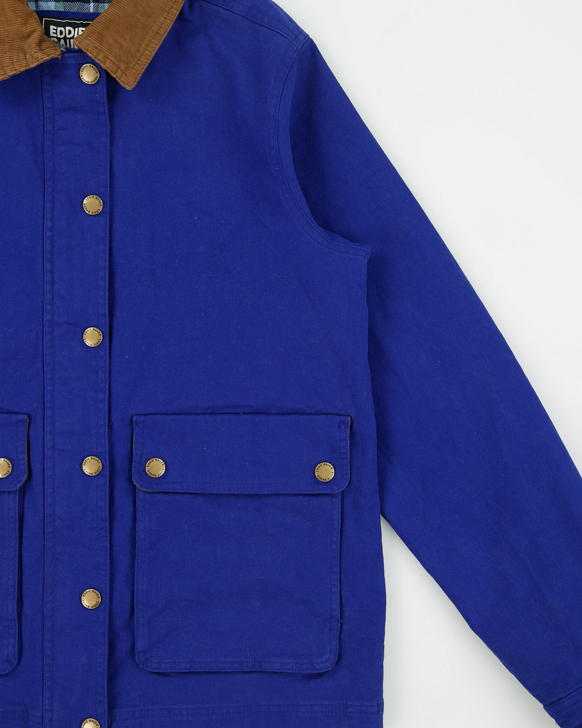 Eddie Bauer Cobalt Women's Tartan Lined Corduroy Canvas Barn Jacket - S