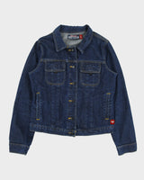 Vintage Y2K 00s Roxy Jean Quiksilver Made In USA Indigo Denim Trucker Jacket - L