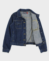 Vintage Y2K 00s Roxy Jean Quiksilver Made In USA Indigo Denim Trucker Jacket - L
