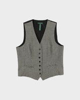 Vintage Lauren Ralph Lauren LRL Women's Houndstooth Silk Wool Pleated Waistcoat - L