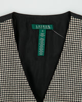 Vintage Lauren Ralph Lauren LRL Women's Houndstooth Silk Wool Pleated Waistcoat - L