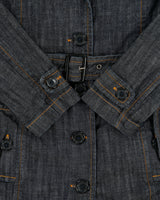Vintage Y2K 00s Guess Jeans Women's Raw Denim Monogram Lined Belted Trench Coat - S