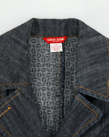 Vintage Y2K 00s Guess Jeans Women's Raw Denim Monogram Lined Belted Trench Coat - S
