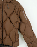 Vintage Y2K 00s Salomon Women's Quilted Goose Down Faux Fur Mountain Puffer Jacket - M